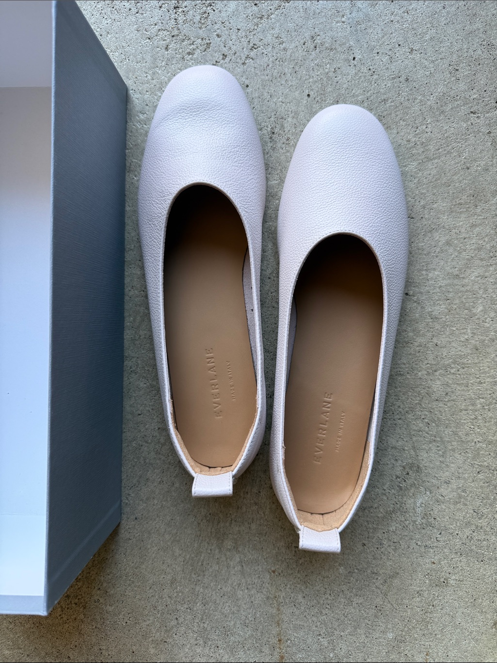 Everlane White Leather Slip-On Ballet Flats Lilac Color
